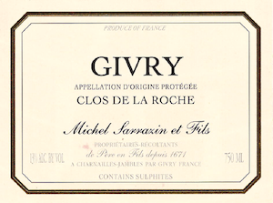Michel Sarrazin Givry Blanc 'Clos De La Roche' 2022 750ml ...