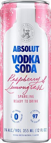 Absolut Vodka Soda Raspberry Lemongrass RTD Cocktail Cans 12OZ ...